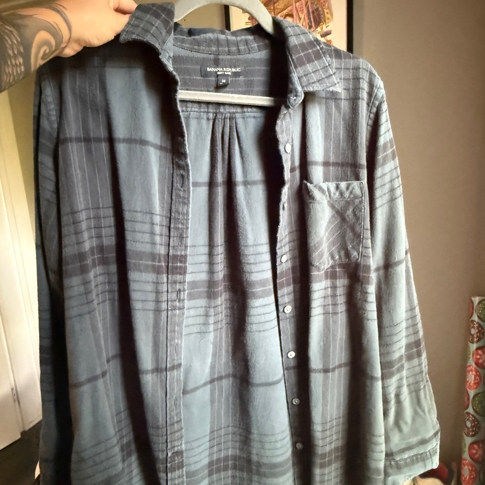 Banana Republic Dark Green Plaid Shirt